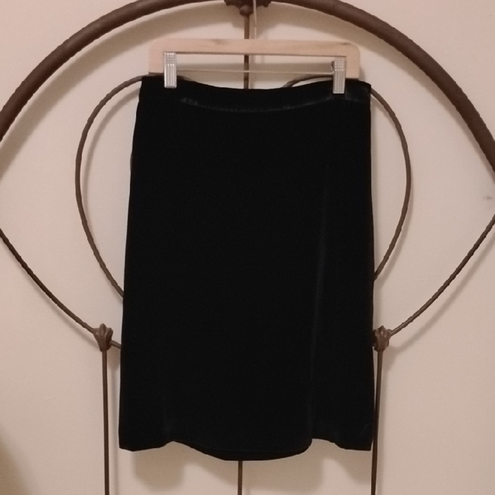 Madewell Black Velvet Pencil Skirt With Side Slits Size 0 NWT